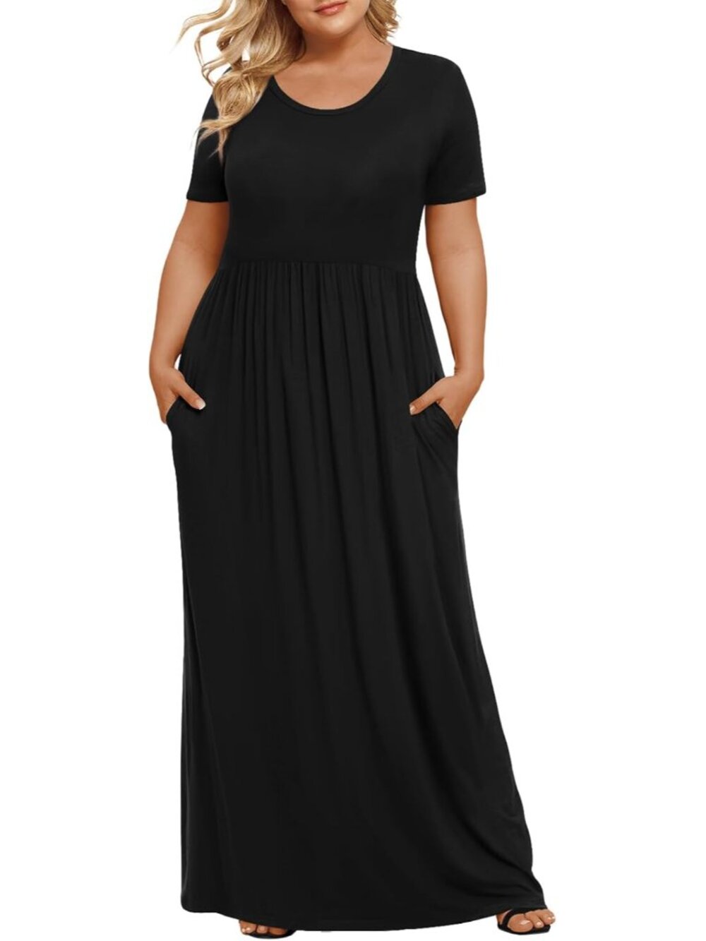Women's Plus Size Maxi Dresses Summer Short Sleeve Casual Long Dress 2026 XL-6XL - Picture 1 of 4